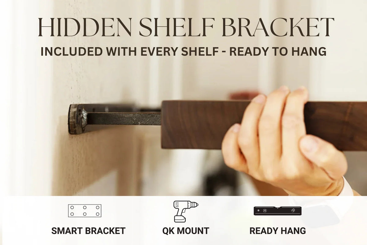Live Edge Walnut Floating Shelf with Handmade Character, Pre-Drilled Mounting and 20–72 Inch Length