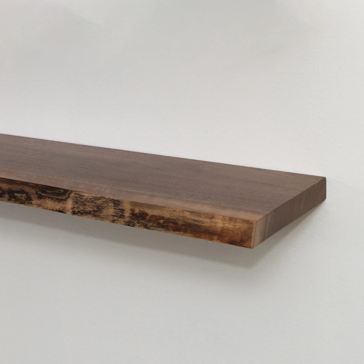 Live Edge Walnut Hardwood Floating Shelves, 1.75-Inch Solid Wood Wall Display Shelves in Custom Widths and Depths