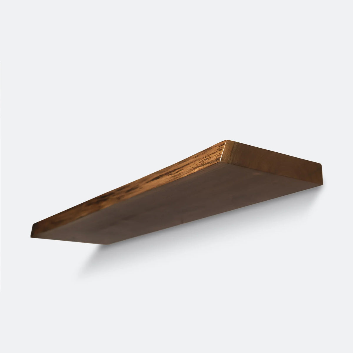 Live Edge Walnut Hardwood Floating Shelves, 1.75-Inch Solid Wood Wall Display Shelves in Custom Widths and Depths — 16 / 8