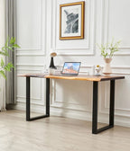 Live Edge Writing Desk with a Solid Walnut Top and Industrial U-Shaped Steel Legs for Everyday Work