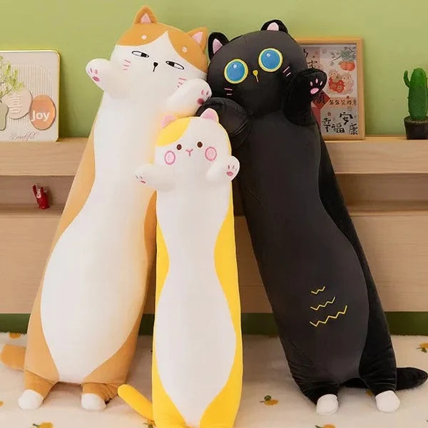 Long Cat Plush Pillow for Cozy Cuddles and Bedtime Snuggles in Four Sizes from 70 cm to 130 cm