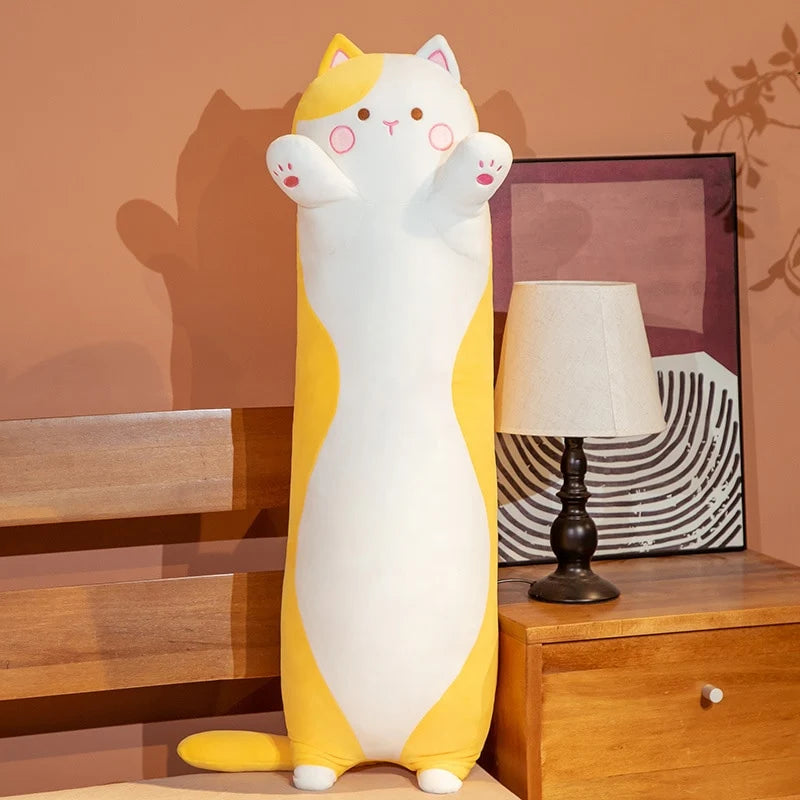 Long Cat Plush Pillow for Cozy Cuddles and Bedtime Snuggles in Four Sizes from 70 cm to 130 cm