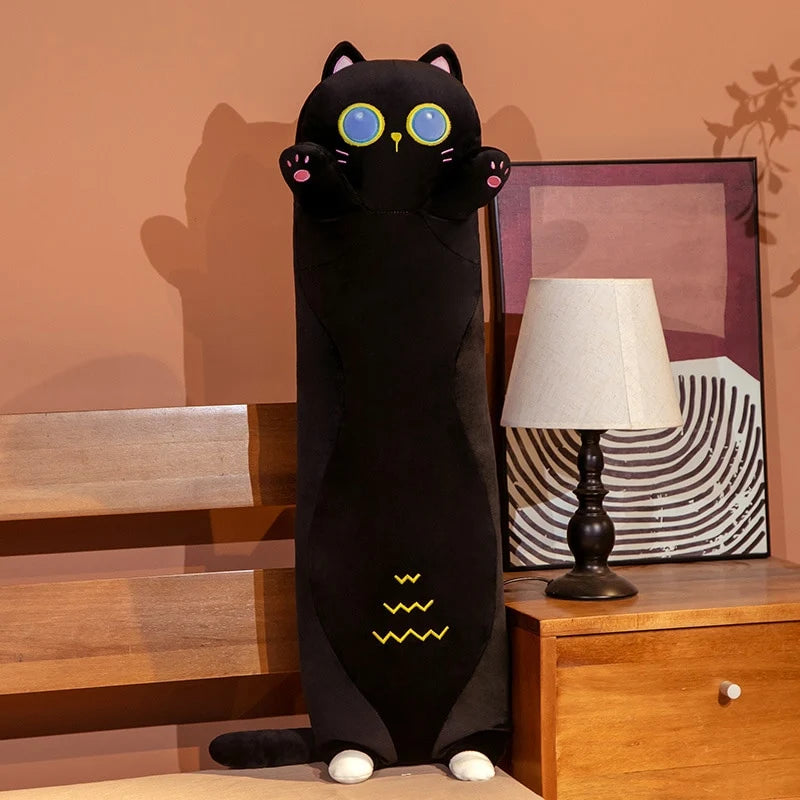 Long Cat Plush Pillow for Cozy Cuddles and Bedtime Snuggles in Four Sizes from 70 cm to 130 cm