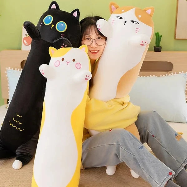 Long Cat Plush Pillow for Cozy Cuddles and Bedtime Snuggles in Four Sizes from 70 cm to 130 cm