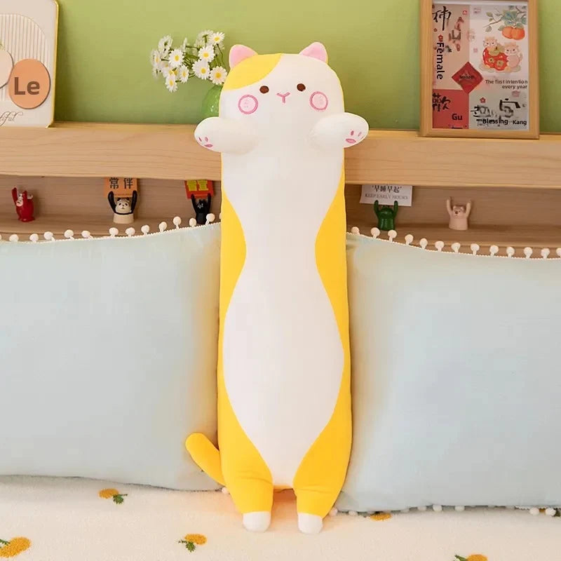 Long Cat Plush Pillow for Cozy Cuddle — Yellow / Medium 70cm / Yellow / Large 90cm / Yellow / XL 110cm / Yellow / Giant 130cm