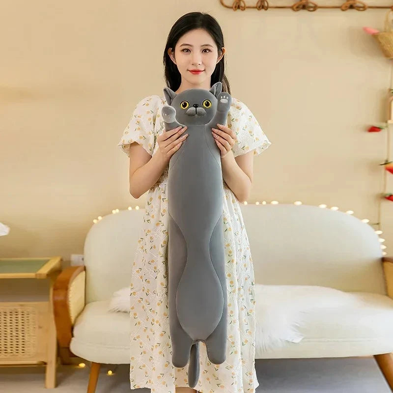 Long Cat Plush Pillow for Cozy Cuddles and Bedtime Snuggles in Four Sizes from 70 cm to 130 cm