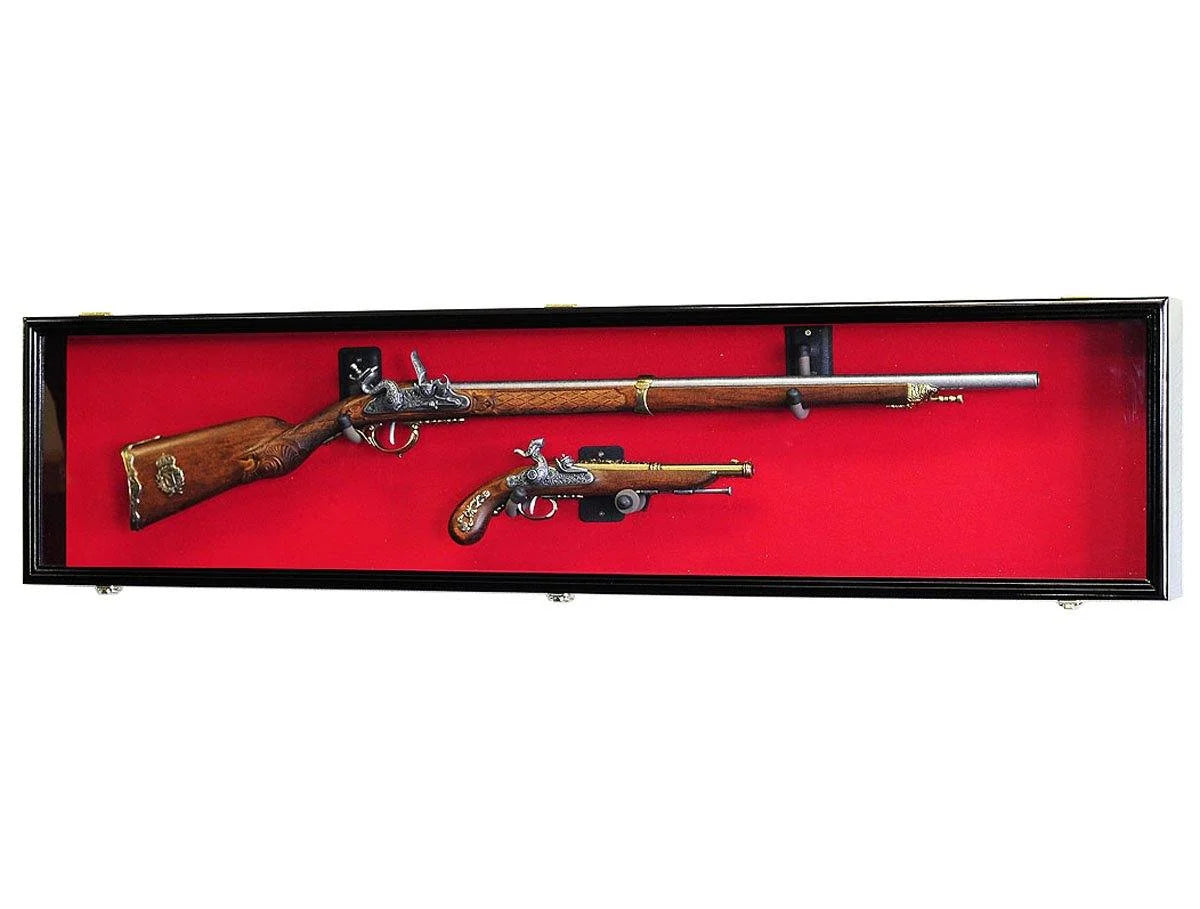 Long Rifle and Musket Display Cabinet, Black-Red