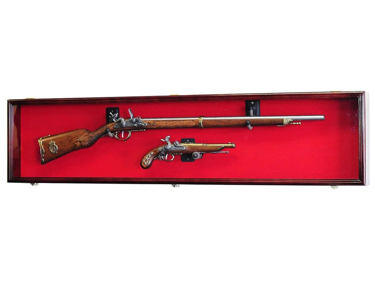 Long Rifle and Musket Display Cabinet, Cherry-Red