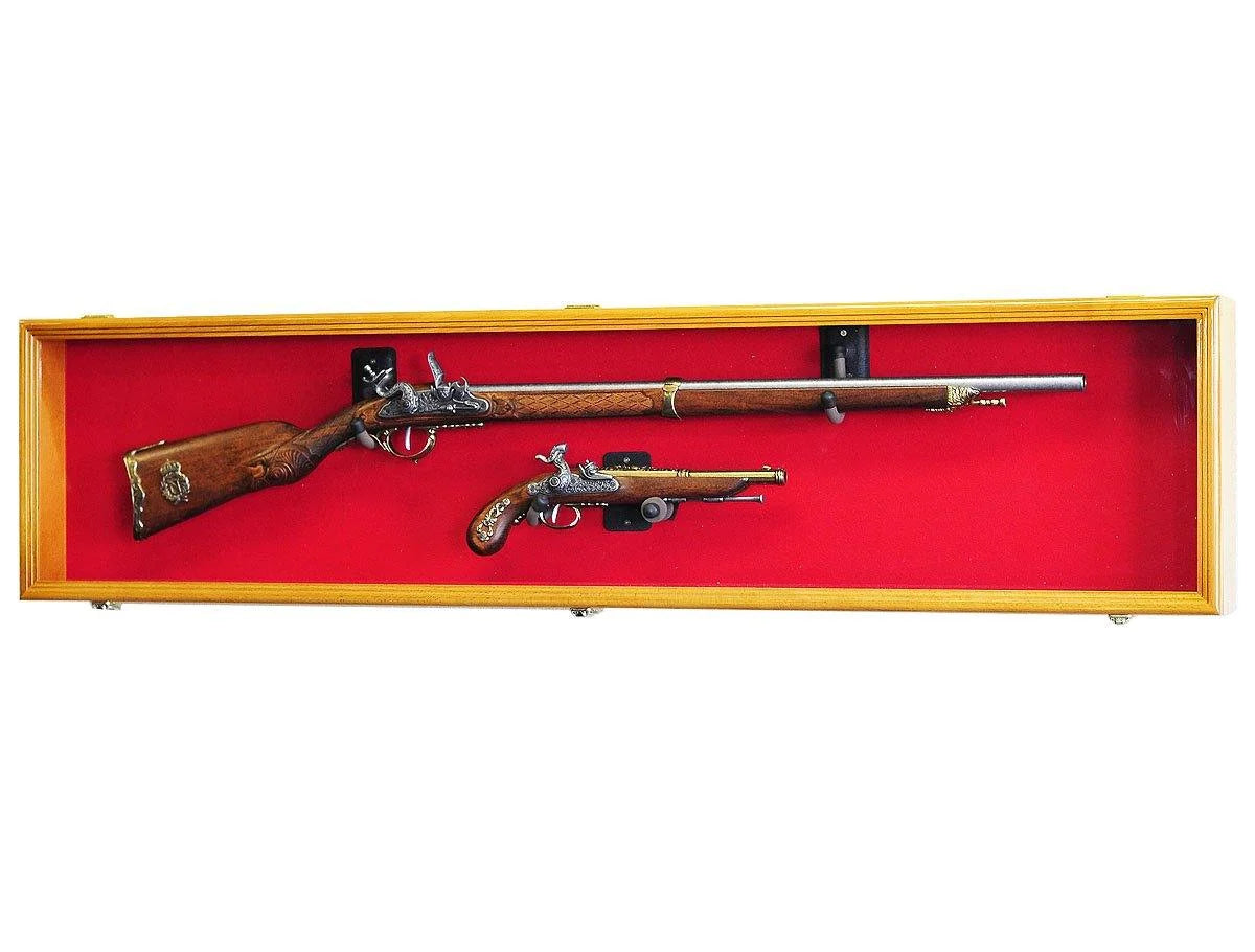 Long Rifle and Musket Display Cabinet, Oak-Red