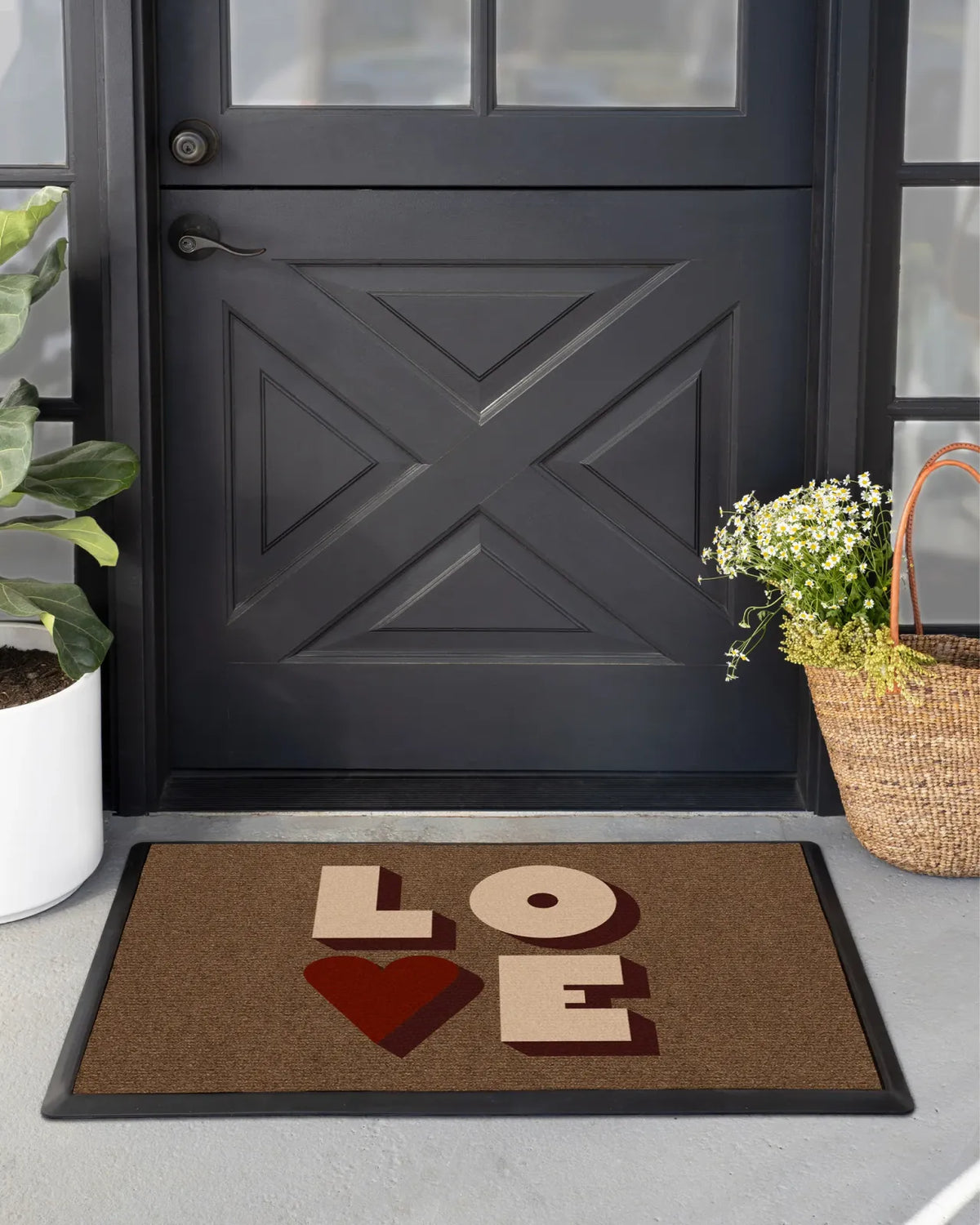 Love Doormat Cover or Cover and Mat Set, 2 x 3 ft Red and Cream