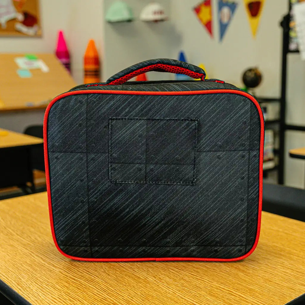 Lunch Box with All-Over Shark-Mouth Jet Print and Wipe-Clean 600D Polyester for School and Practice