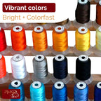 Machine Embroidery Thread Set in 40 Vibrant Colors, 500 Yards per