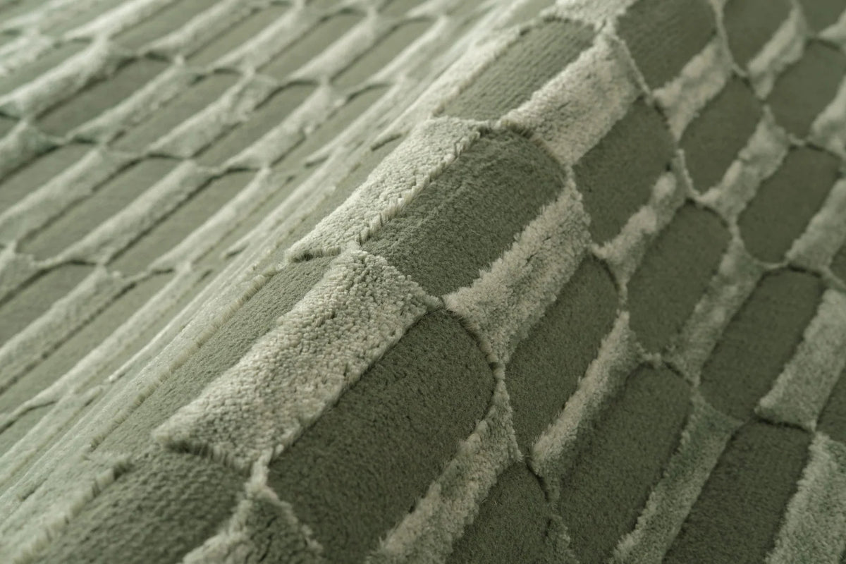 Machine-Washable Area Rug with Rounded Checkerboard Texture, Recycled Polyester, Medium Pile, Multiple Sizes