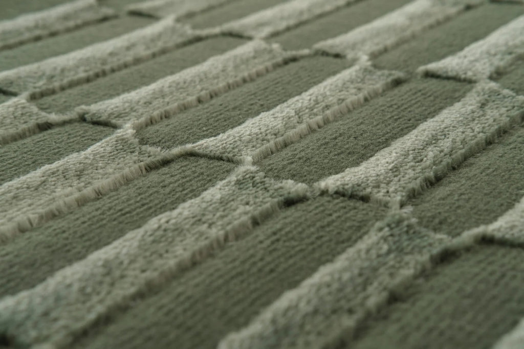 Machine-Washable Area Rug with Rounded Checkerboard Texture, Recycled Polyester, Medium Pile, Multiple Sizes