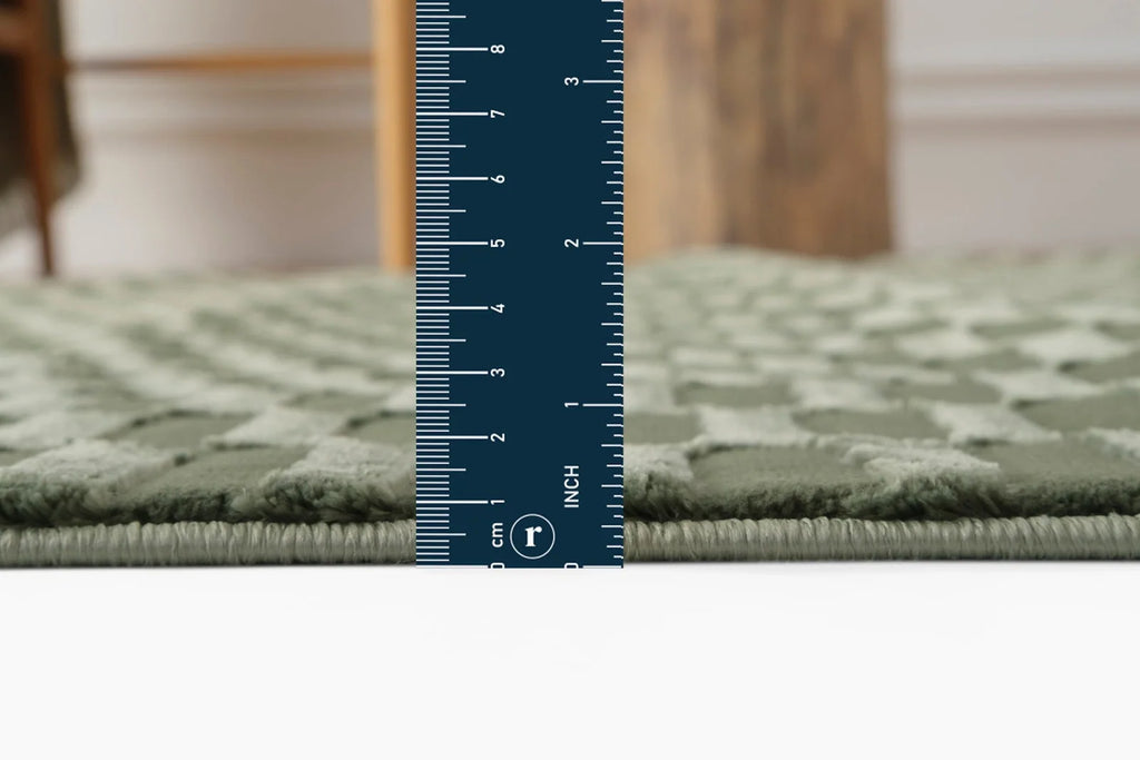 Machine-Washable Area Rug with Rounded Checkerboard Texture, Recycled Polyester, Medium Pile, Multiple Sizes
