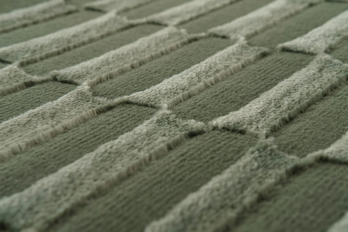 Machine-Washable Area Rug with Rounded Checkerboard Texture, Recycled Polyester, Medium Pile, Multiple Sizes