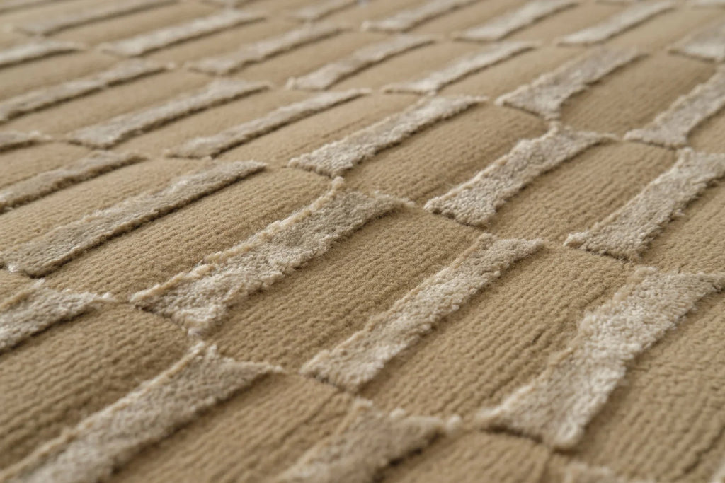 Machine-Washable Area Rug with Rounded Checkerboard Texture, Recycled Polyester, Medium Pile, Multiple Sizes