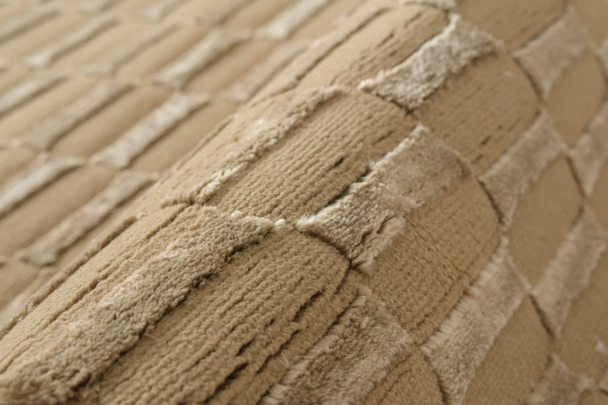 Machine-Washable Area Rug with Rounded Checkerboard Texture, Recycled Polyester, Medium Pile, Multiple Sizes