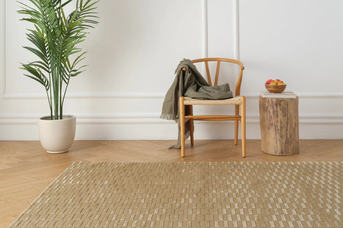 Machine-Washable Area Rug with Rounded Checkerboard Texture, Recycled Polyester, Medium Pile, Multiple Sizes