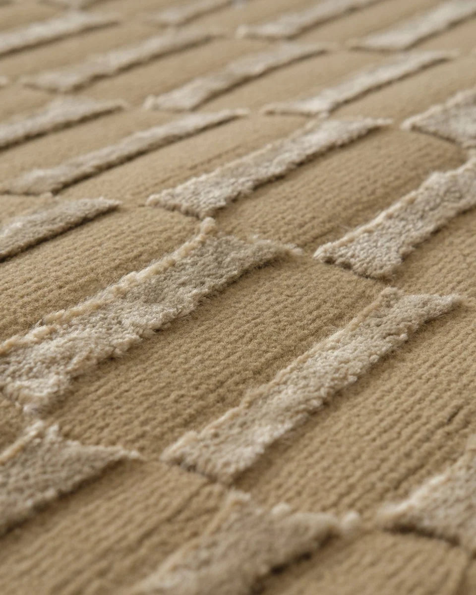 Machine-Washable Area Rug with Rounded Checkerboard Texture, Recycled Polyester, Medium Pile, Multiple Sizes