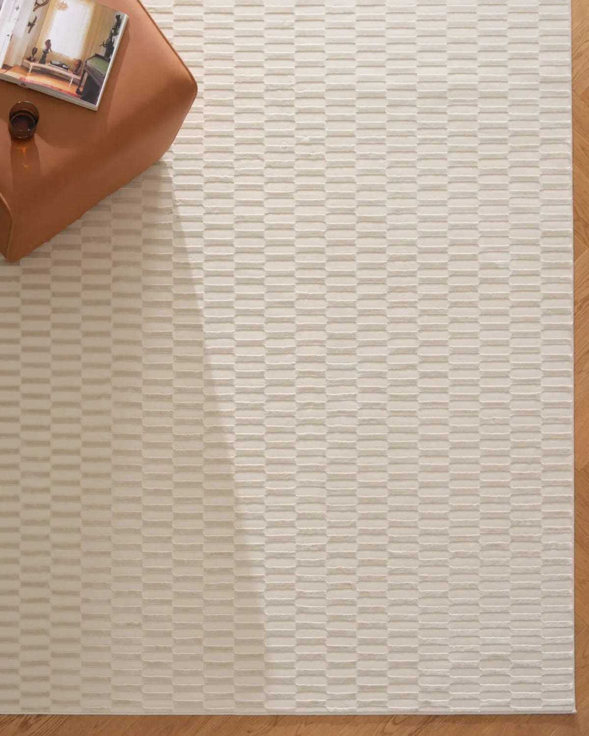 Machine-Washable Area Rug with Rounded Checkerboard Texture, Recycled Polyester, Medium Pile, Multiple Sizes