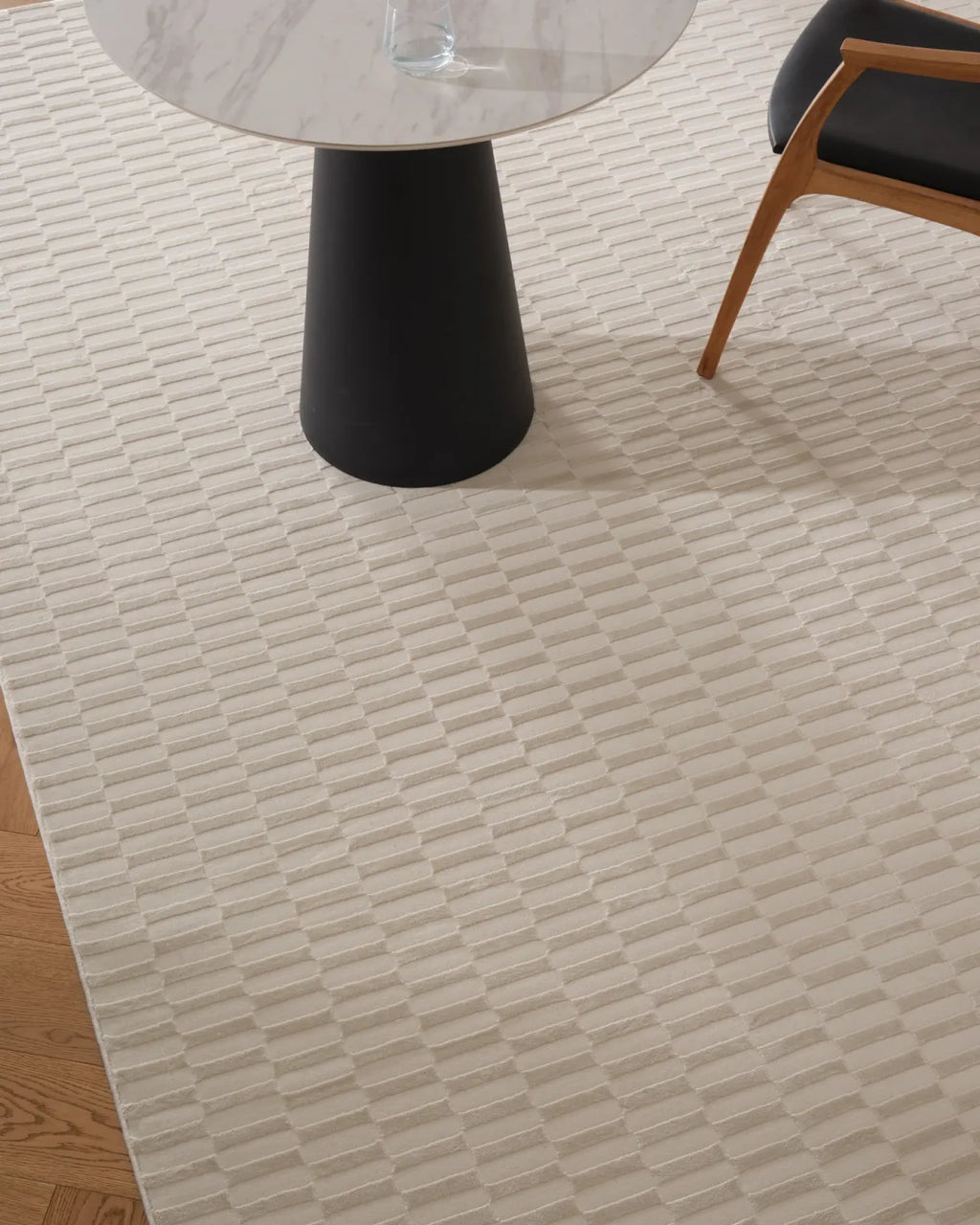Machine-Washable Area Rug with Rounded Checkerboard Texture, Recycled Polyester, Medium Pile, Multiple Sizes
