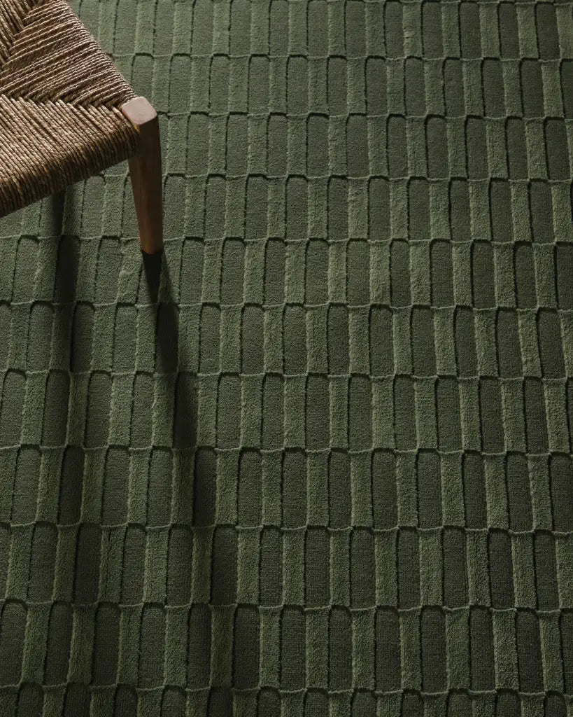 Machine-Washable Area Rug with Rounded Checkerboard Texture, Recycled Polyester, Medium Pile, Multiple Sizes