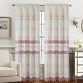 Macrame Jacquard Window Curtain Panel, Beige-Blush