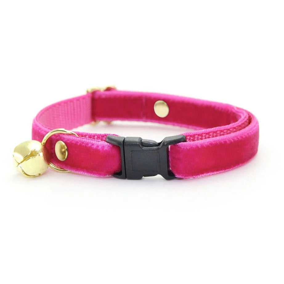 Magenta Pink Velvet Pet Collar
