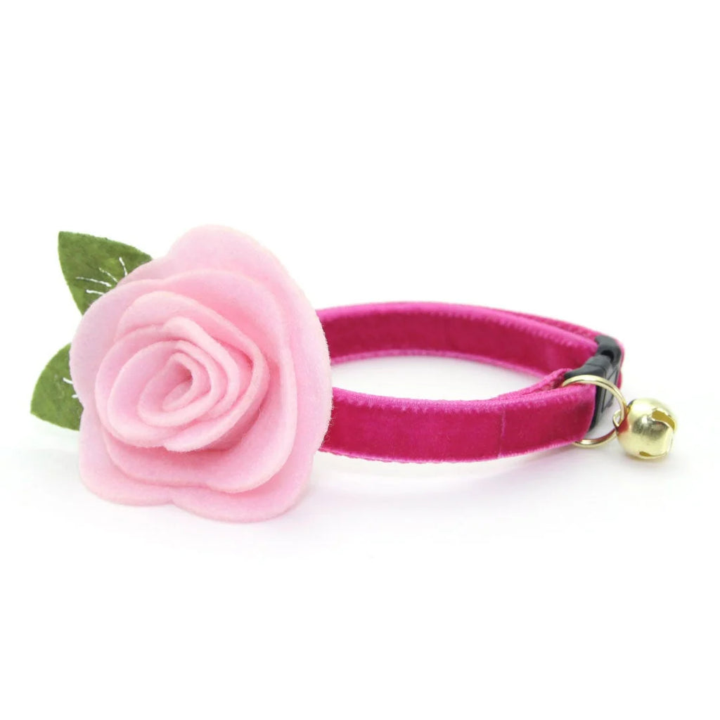 Magenta Pink Velvet Pet Collar