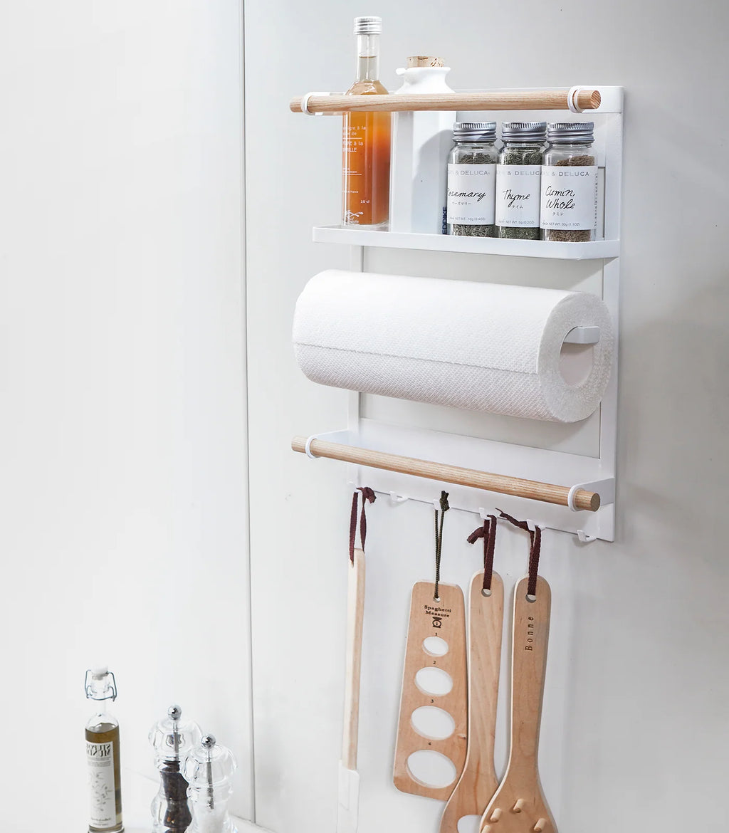 Magnetic Kitchen Organizer in Steel and Wood