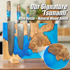 Magnetic Knife Block with Blue Resin Burl Wood Design, Dual-Sided Storage for Up to 16 Kitchen Knives