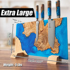 Magnetic Knife Block with Blue Resin Burl Wood Design, Dual-Sided Storage for Up to 16 Kitchen Knives