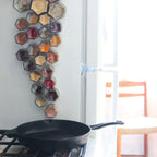 Magnetic Spice Jar Set with Hexagon Glass Containers, Small and Large Sizes, Optional Wall Plate for Kitchen Storage