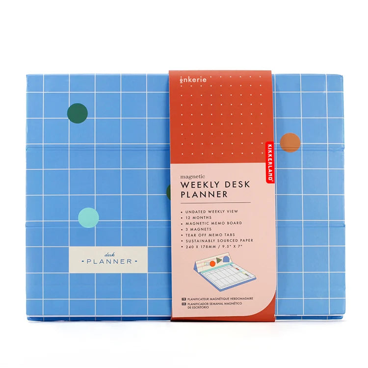 Magnetic Weekly Desk Planner with 12-Month Pages and Integrated Memo Board for Organizing Notes and Tasks