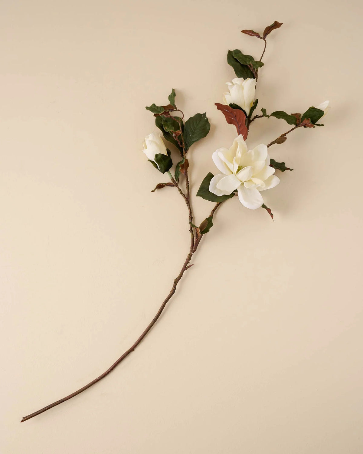 Magnolia Spray with Realistic Cream Blossoms and Green Leaves for Faux Vase Arrangements · faux flowers for vase