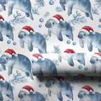 Manatee Christmas Wrapping Paper in Glossy 90 GSM Fine Art Paper