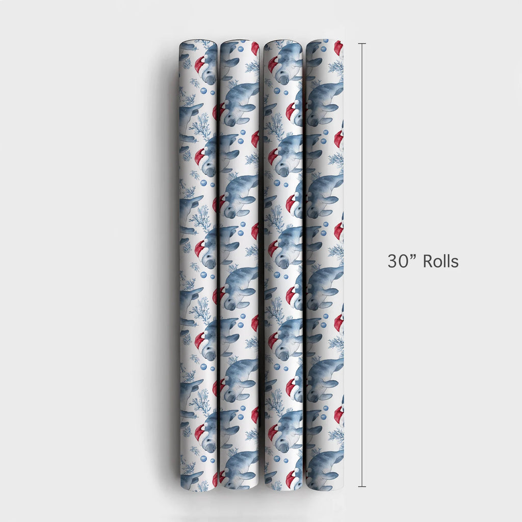 Manatee Christmas Wrapping Paper in Glossy 90 GSM Fine Art Paper