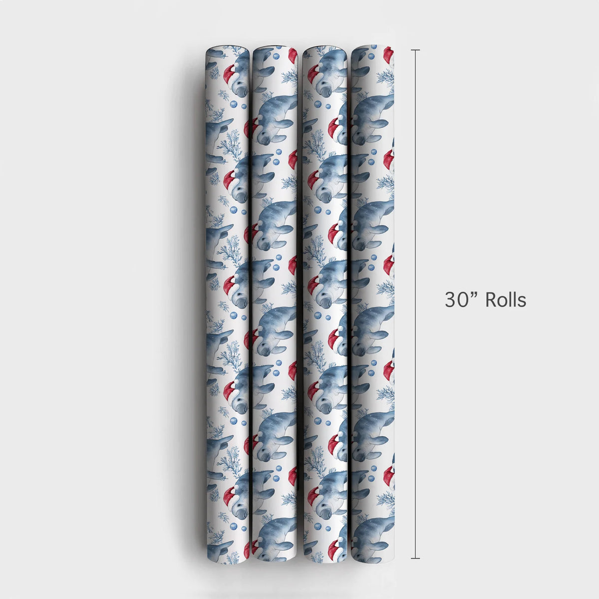 Manatee Christmas Wrapping Paper in Glossy 90 GSM Fine Art Paper
