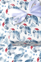 Manatee Christmas Wrapping Paper in Glossy 90 GSM Fine Art Paper