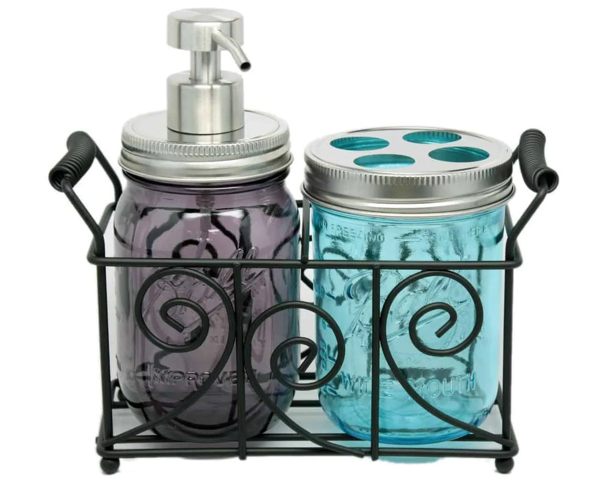 Mason Jar Soap Dispenser Pump with a Satin Finish and Threaded Lid for Regular or Wide Mouth Jars