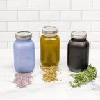 Mason Jars 3-Pack with Airtight Metal Lids, 3.5-Cup Glass Storage Containers in Dark Blue, Light Blue and Clear