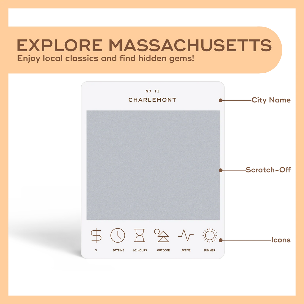 Massachusetts Scratch-Off Adventure Bucket List Gift Set with 50 Local Activities · 50 scratch-off adventures