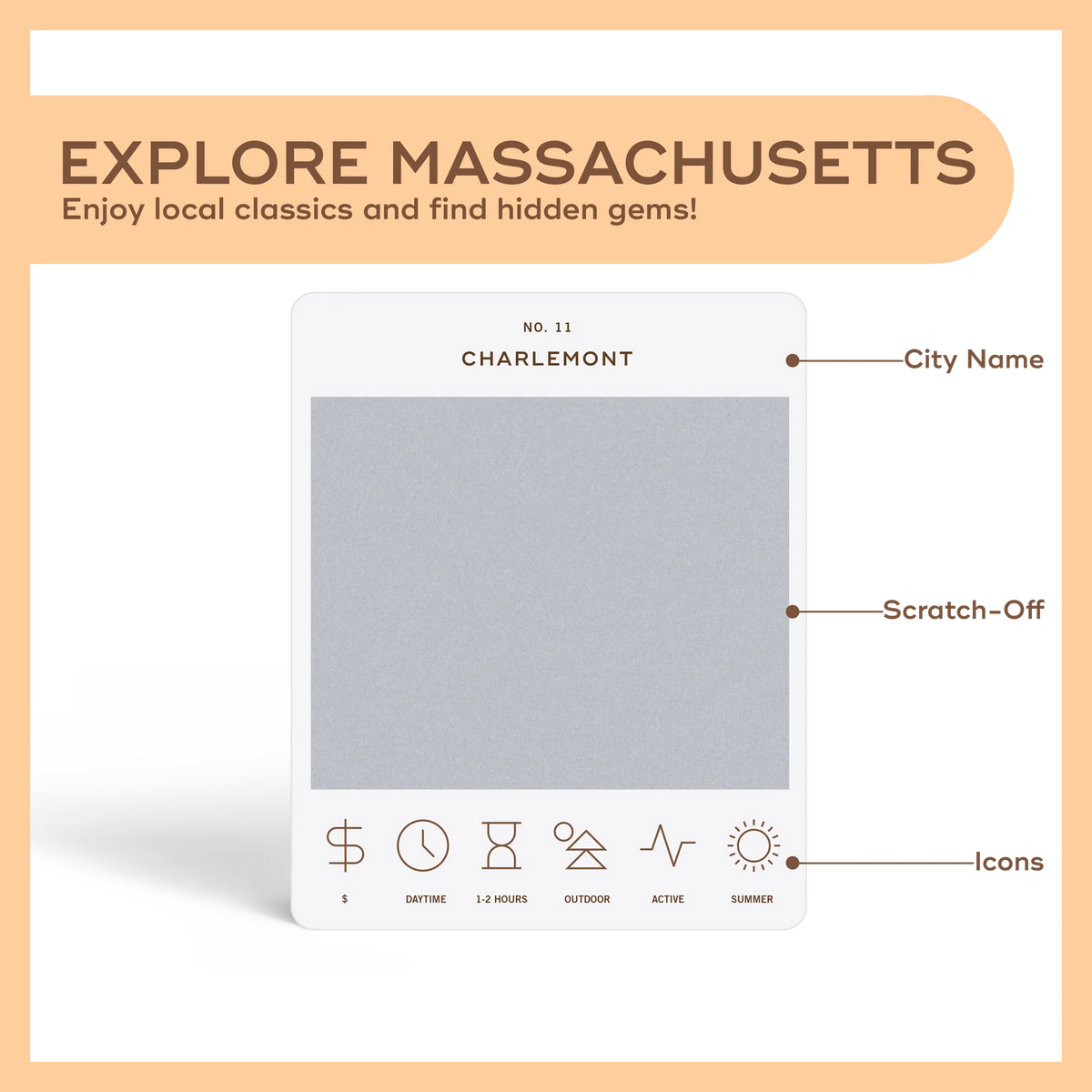 Massachusetts Scratch-Off Adventure Bucket List Gift Set with 50 Local Activities · 50 scratch-off adventures