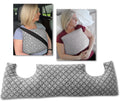 Mastectomy Recovery Pillow with Underarm Support, Seatbelt Cushioning and Soft Cotton Comfort for Post-Surgery — Gray Lattice
