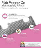 Mastectomy Recovery Pillow with Underarm Support, Seatbelt Cushioning and Soft Cotton Comfort for Post-Surgery Rest