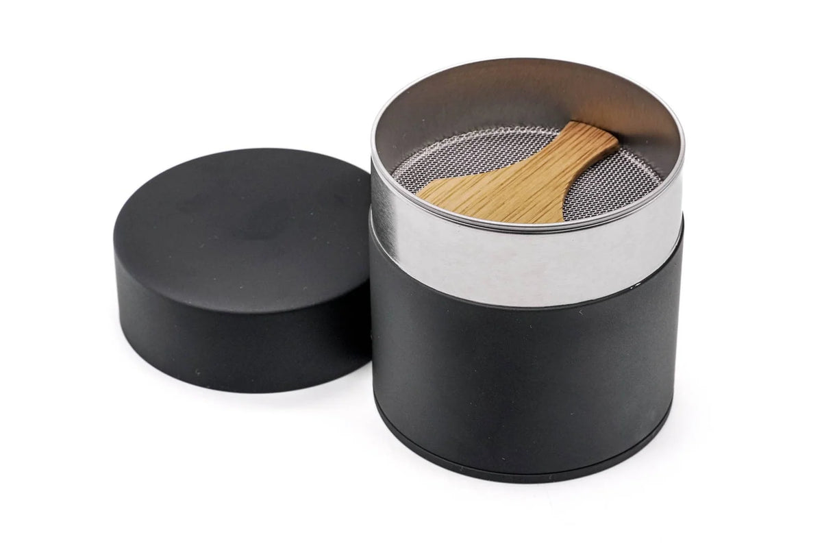 Matcha Sifter Canister for Sifting and Storing Tea Powder, Featuring an Inner Screen and Bamboo Paddle