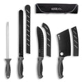 Meat Carving Knife Set for Butchering and BBQ with Three Titanium-Coated Blades and a Storage Roll