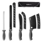 Meat Carving Knife Set for Butchering and BBQ with Three Titanium-Coated Blades and a Storage Roll