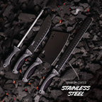 Meat Carving Knife Set for Butchering and BBQ with Three Titanium-Coated Blades and a Storage Roll